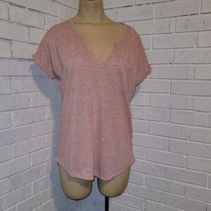 Charlotte Russe Light Red Heather V-Neck T-Shirt, Size Small